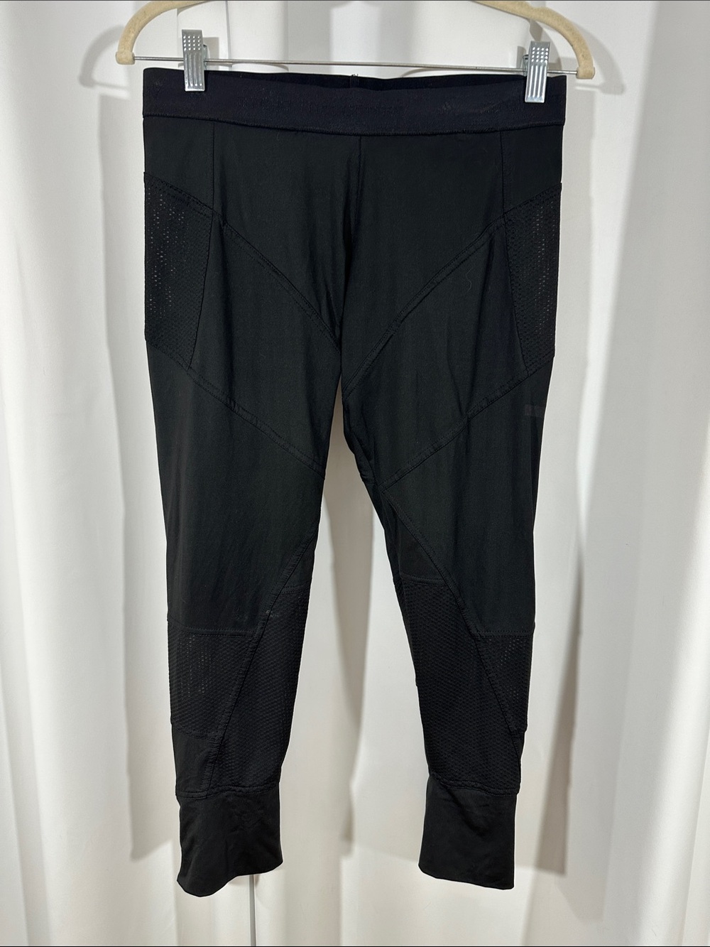 adidas by Stella McCartney Black Mesh Panel Cropped Leggings Size M